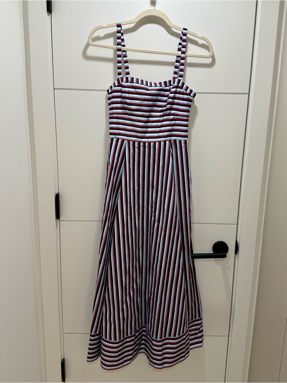 Hill House Margot Dress in Firecracker Stripe Midi Sundress in Navy and White - Picture 6 of 8